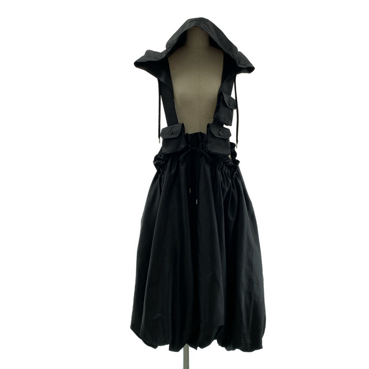 noir kei ninomiya / ノワールケイニノミヤ ポリエステル 変形 マルチポケット ドローストリング ギャザー ボリューム ワンピース フーディ