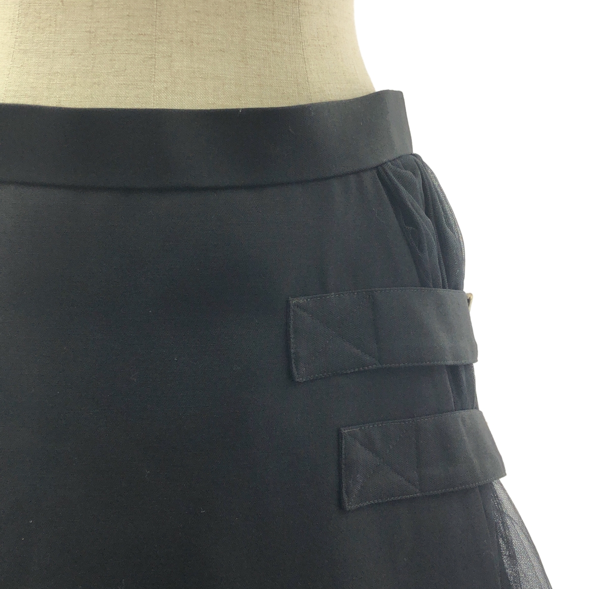 noir kei ninomiya / ノワールケイニノミヤ チュール切替 サイドベルト ロングスカート