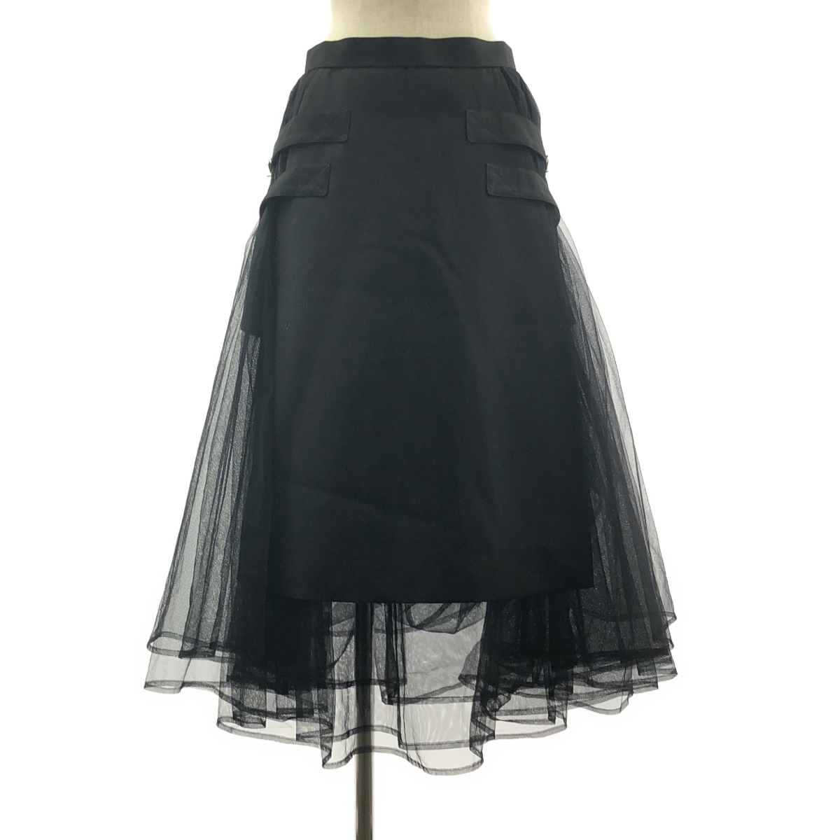 noir kei ninomiya / ノワールケイニノミヤ チュール切替 サイドベルト ロングスカート