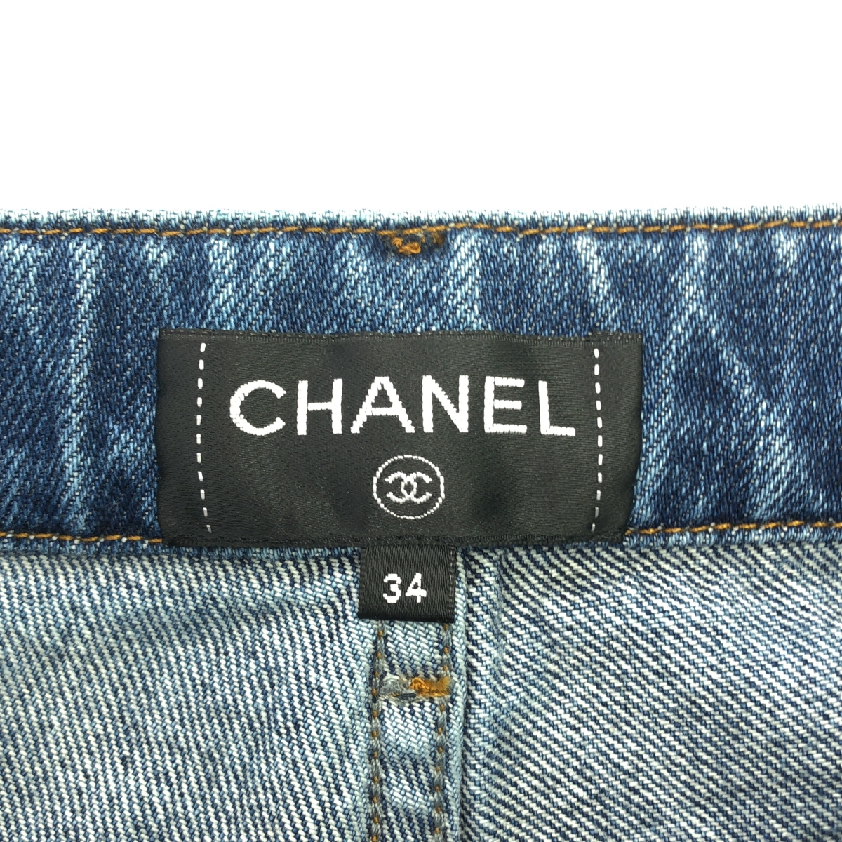 CHANEL / シャネル ペイント加工 ココマーク裾ジップ デニムパンツ