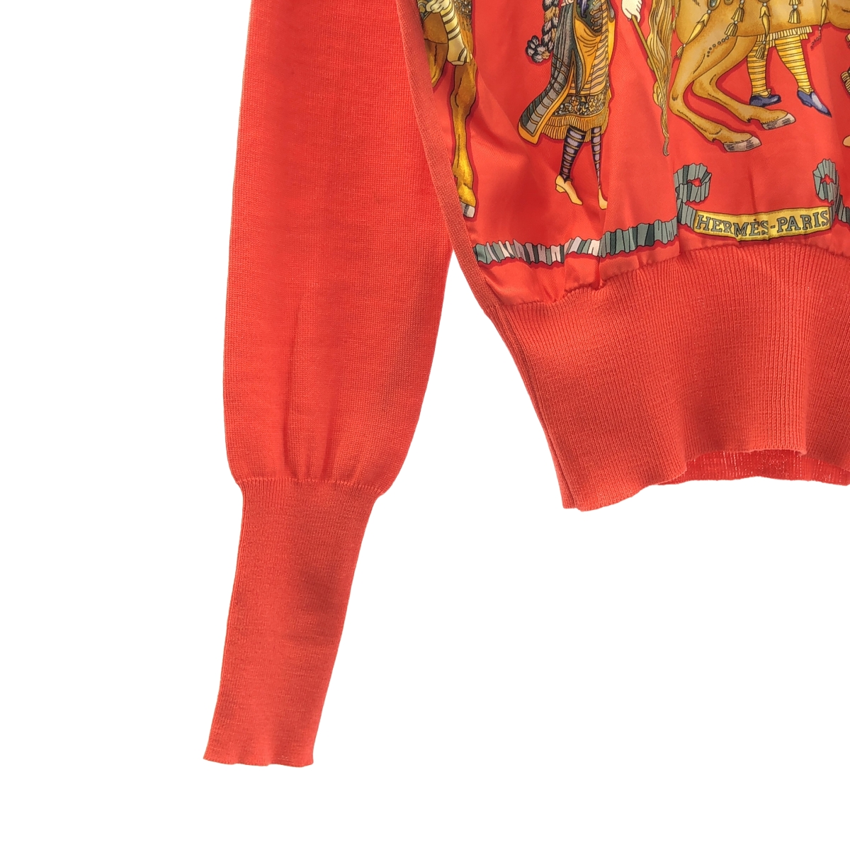HERMES / エルメス LES FETES DU ROI SOLEIL 太陽王の祝典 / シルクスカーフ 切替 ウールニット バックセリアボタン