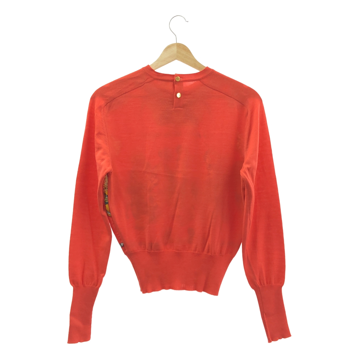 HERMES / エルメス LES FETES DU ROI SOLEIL 太陽王の祝典 / シルクスカーフ 切替 ウールニット バックセリアボタン