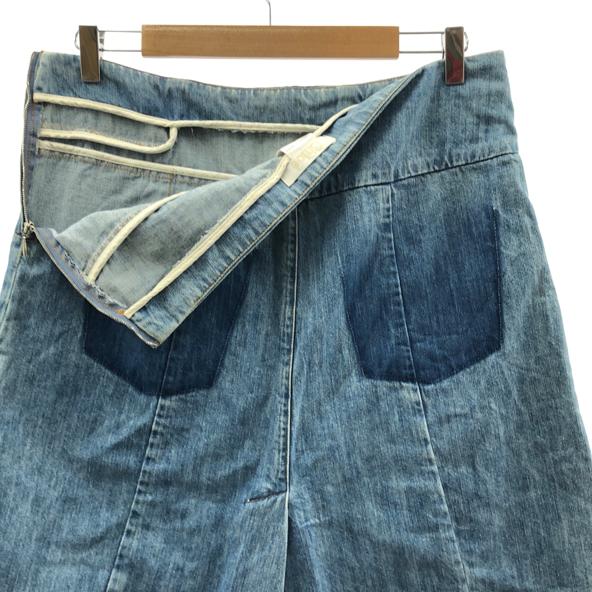 Chloe / クロエ ヴィンテージ加工 サイドジップ デニム スカート