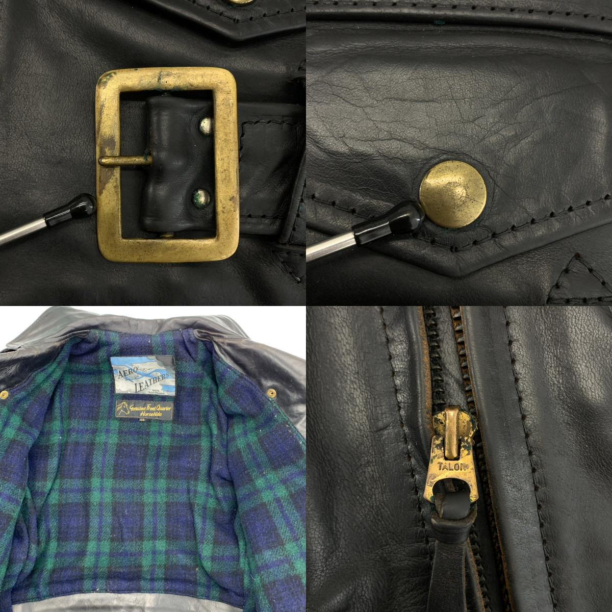 AEROLEATHER / エアロレザー Genuine Front Quarter Horsehide / ホースハイド レザー ダブル ライダース ジャケット / 総裏地