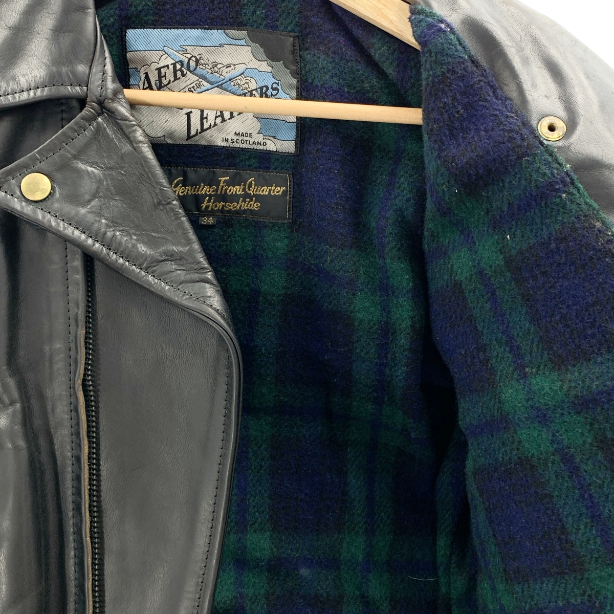 AEROLEATHER / エアロレザー Genuine Front Quarter Horsehide / ホースハイド レザー ダブル ライダース ジャケット / 総裏地