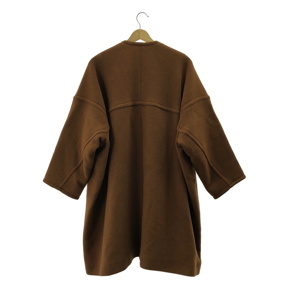 Chloe / クロエ ウール ロゴボタン ノーカラー ダブル ロングコート