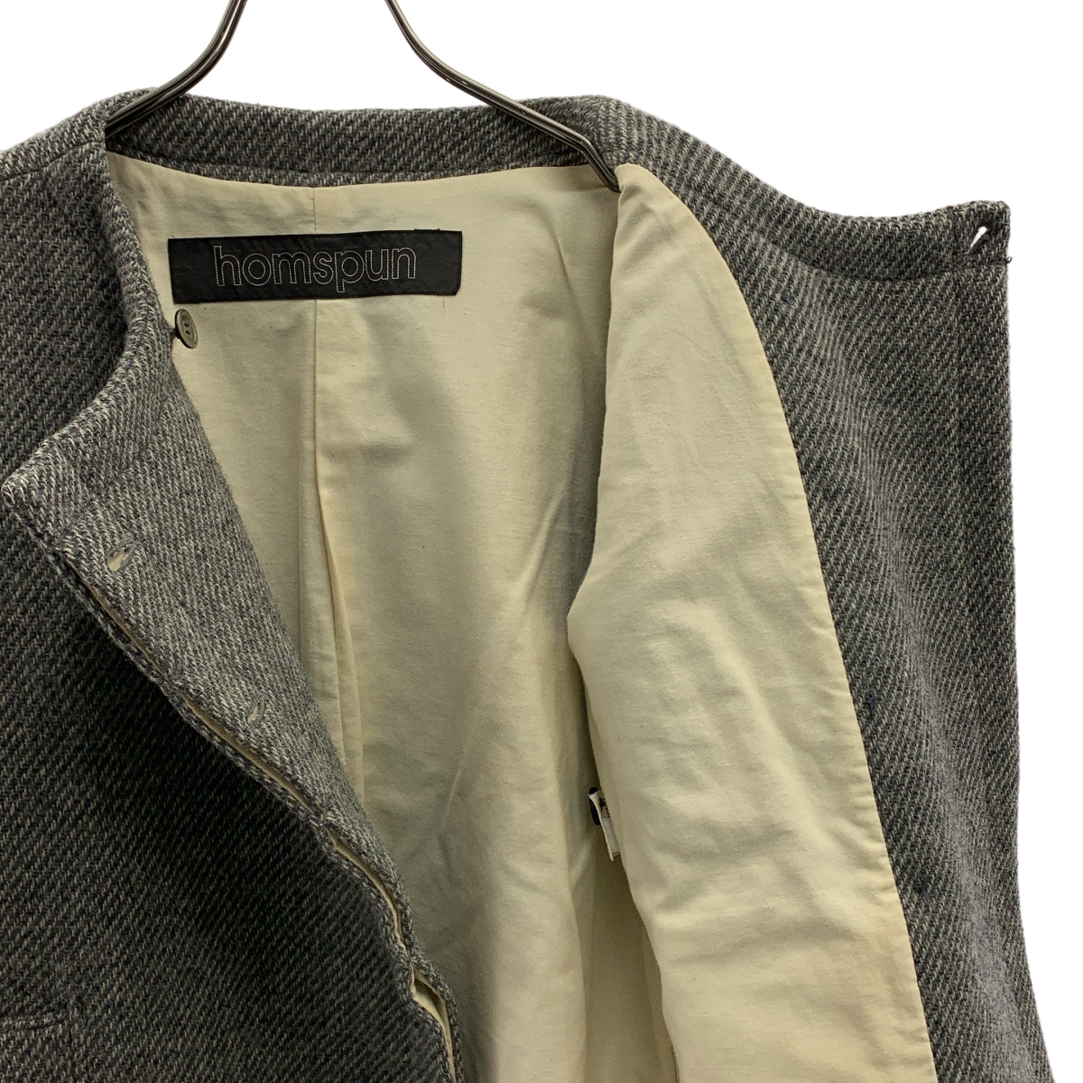 homspun / ホームスパン ウール ノーカラーコート