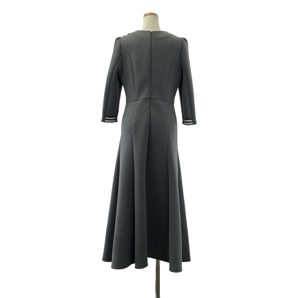 BORDERS at BALCONY / ボーダーズアットバルコニー ROUND MIDI DRESS パール ラウンドネック ミディドレス ワンピース