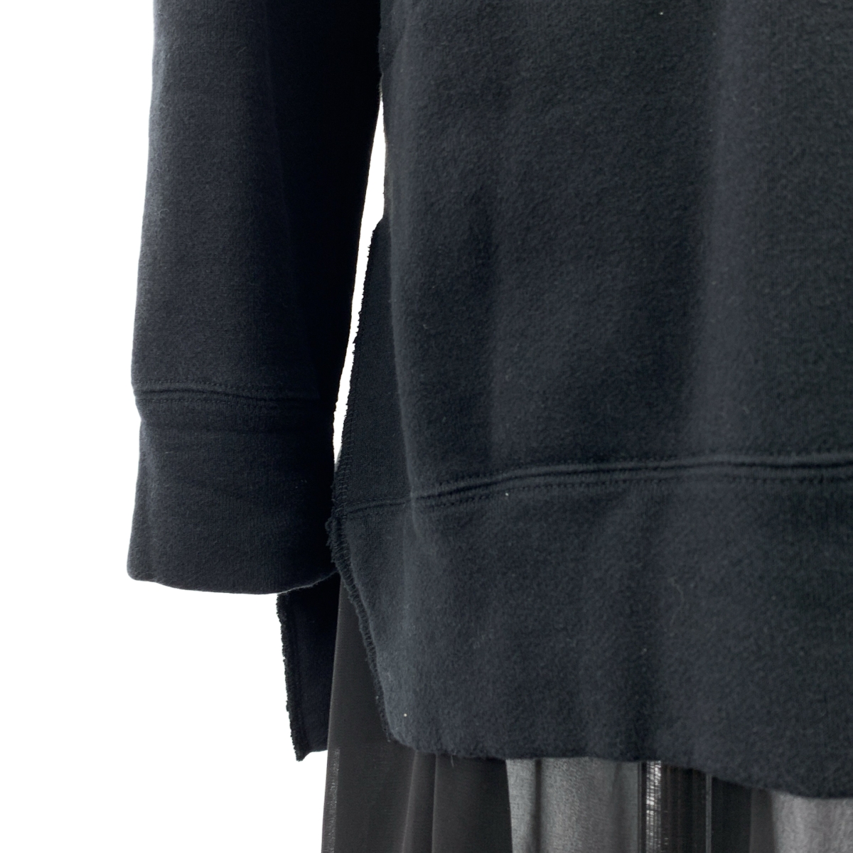 BLACK COMME des GARCONS / ブラックコムデギャルソン 異素材 シアー 切替 フーデッド ワンピース