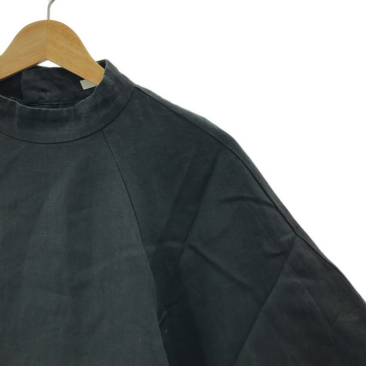 その他 スタンドカラー 袖リブ リネン ブラウス