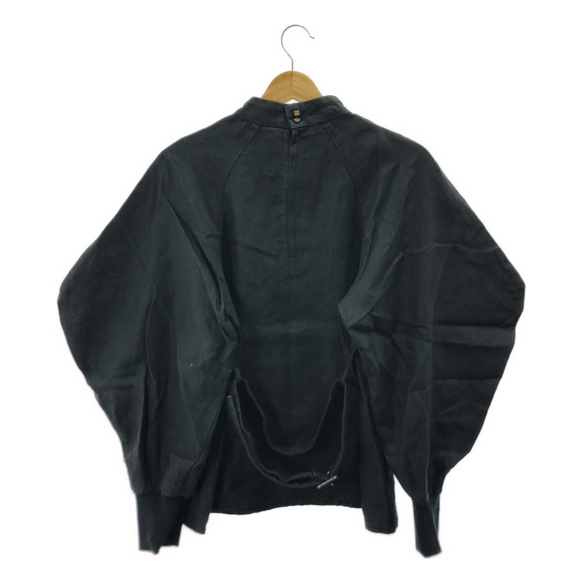 その他 スタンドカラー 袖リブ リネン ブラウス