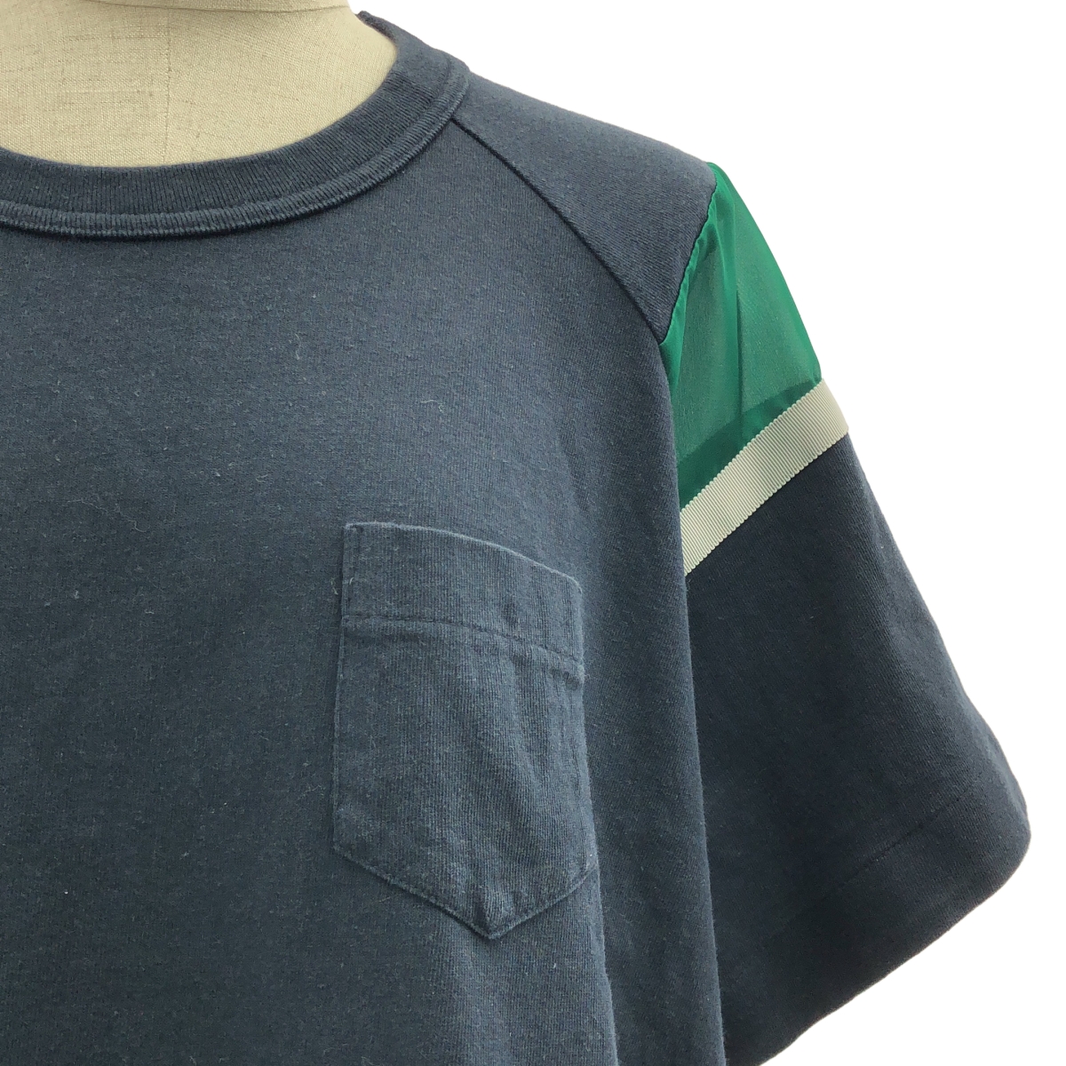 sacai / サカイ 異素材 切替 オーバーシルエット ドローストリング ポケット Tシャツ カットソー