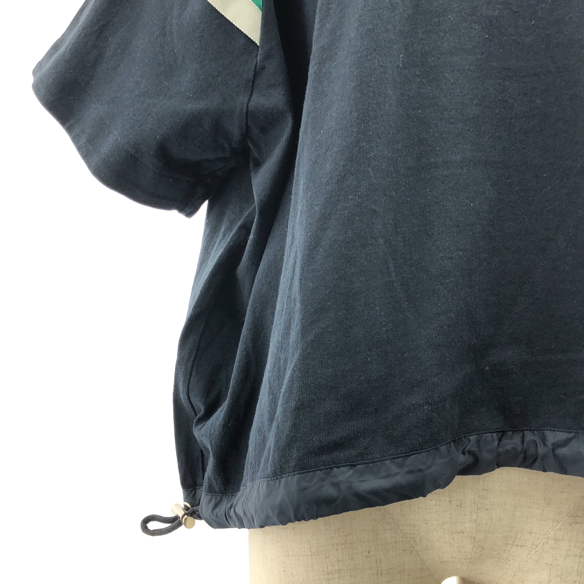 sacai / サカイ 異素材 切替 オーバーシルエット ドローストリング ポケット Tシャツ カットソー