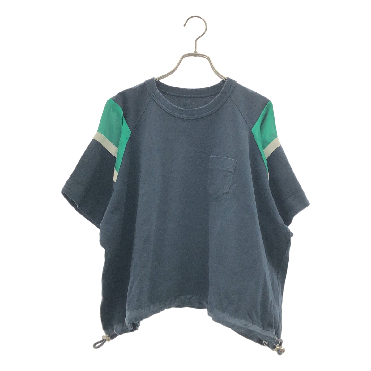 sacai / サカイ 異素材 切替 オーバーシルエット ドローストリング ポケット Tシャツ カットソー