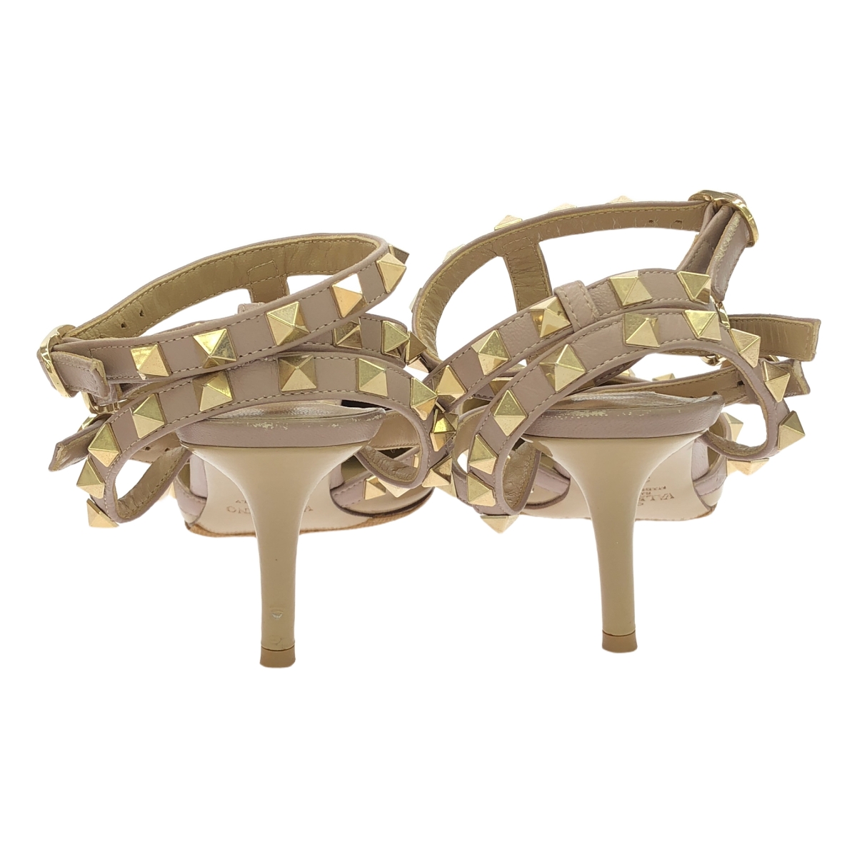 VALENTINO GARAVANI / ヴァレンティノガラヴァーニ レザー ロックスタッズ ポインテッドトゥ ストラップ ヒール パンプス