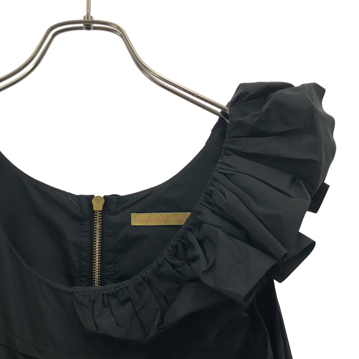 leur logette / ルールロジェット ポリエステル シルク フリル ティアード ノースリーブワンピース