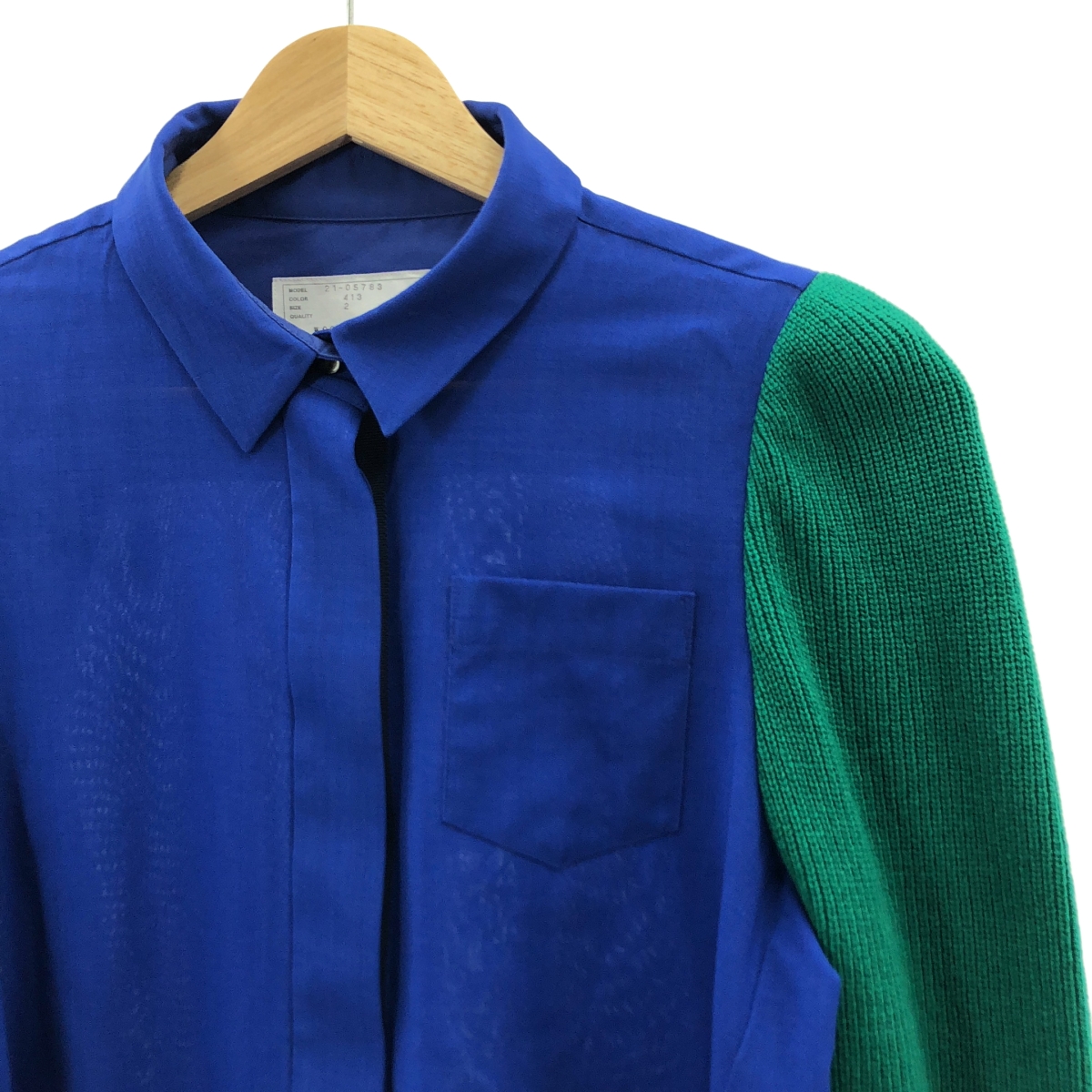 sacai / サカイ Suiting Mix Shirt ニット切替 ロングシャツ