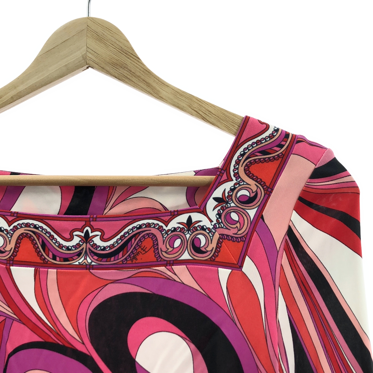 EMILIO PUCCI / エミリオプッチ レーヨン 総柄 スクエアネック ドレス ワンピース