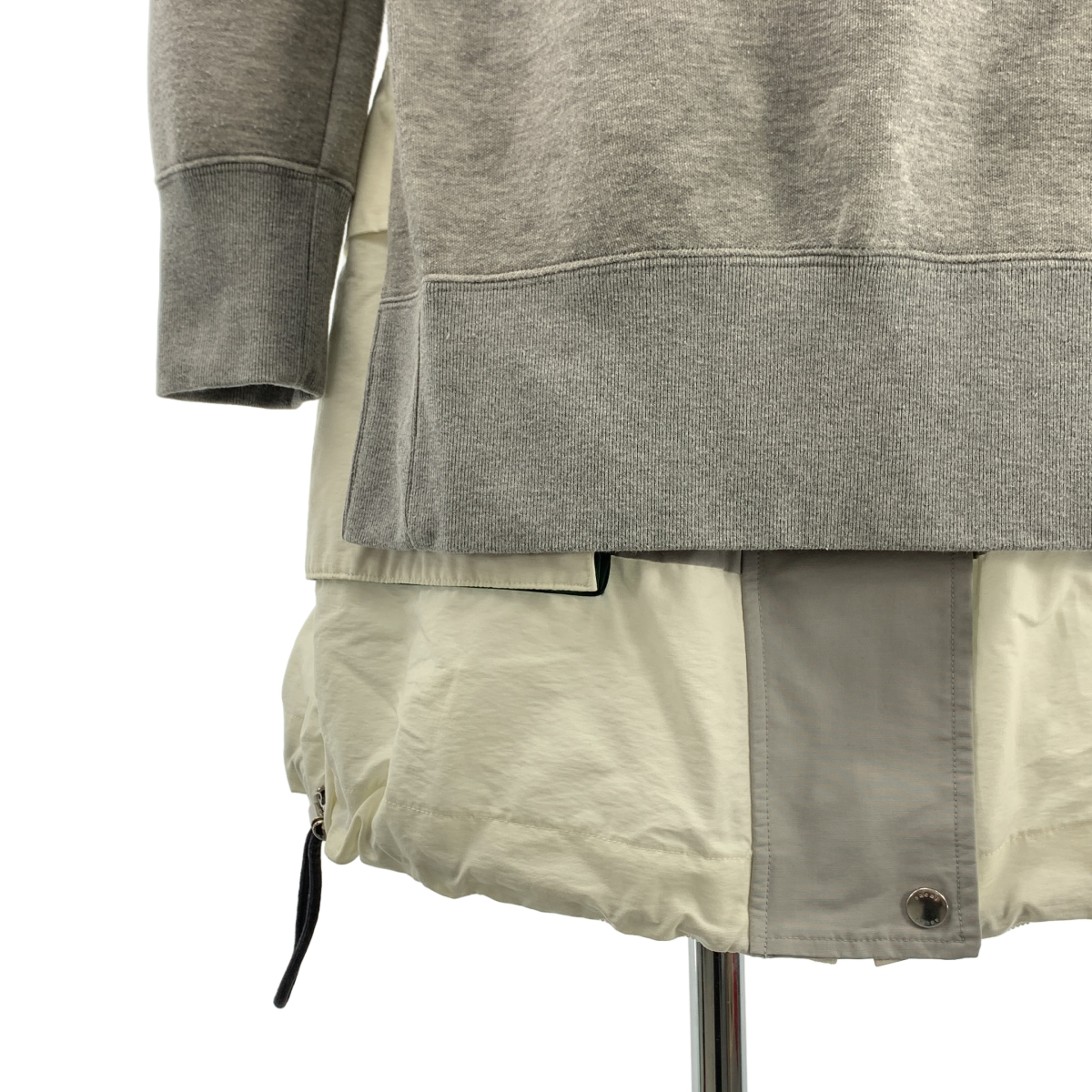sacai / サカイ ナイロン 異素材切替 ドッキング ドローストリング スウェット ワンピース