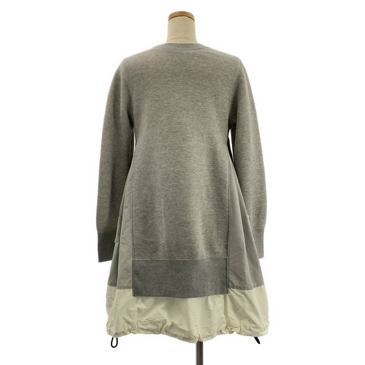 sacai / サカイ ナイロン 異素材切替 ドッキング ドローストリング スウェット ワンピース