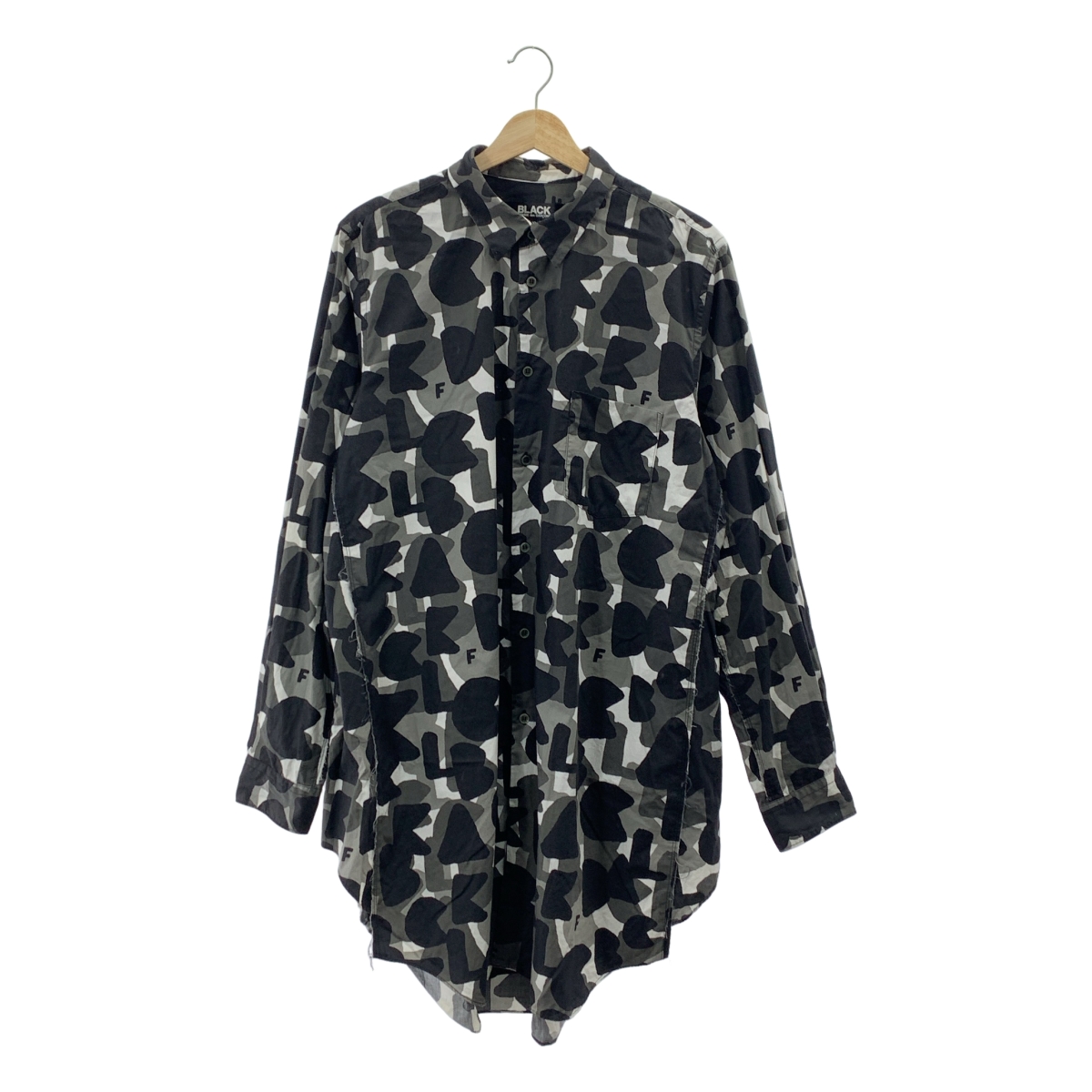 BLACK COMME des GARCONS / ブラックコムデギャルソン 総柄 再構築 カットオフ オーバーシルエット シャツ
