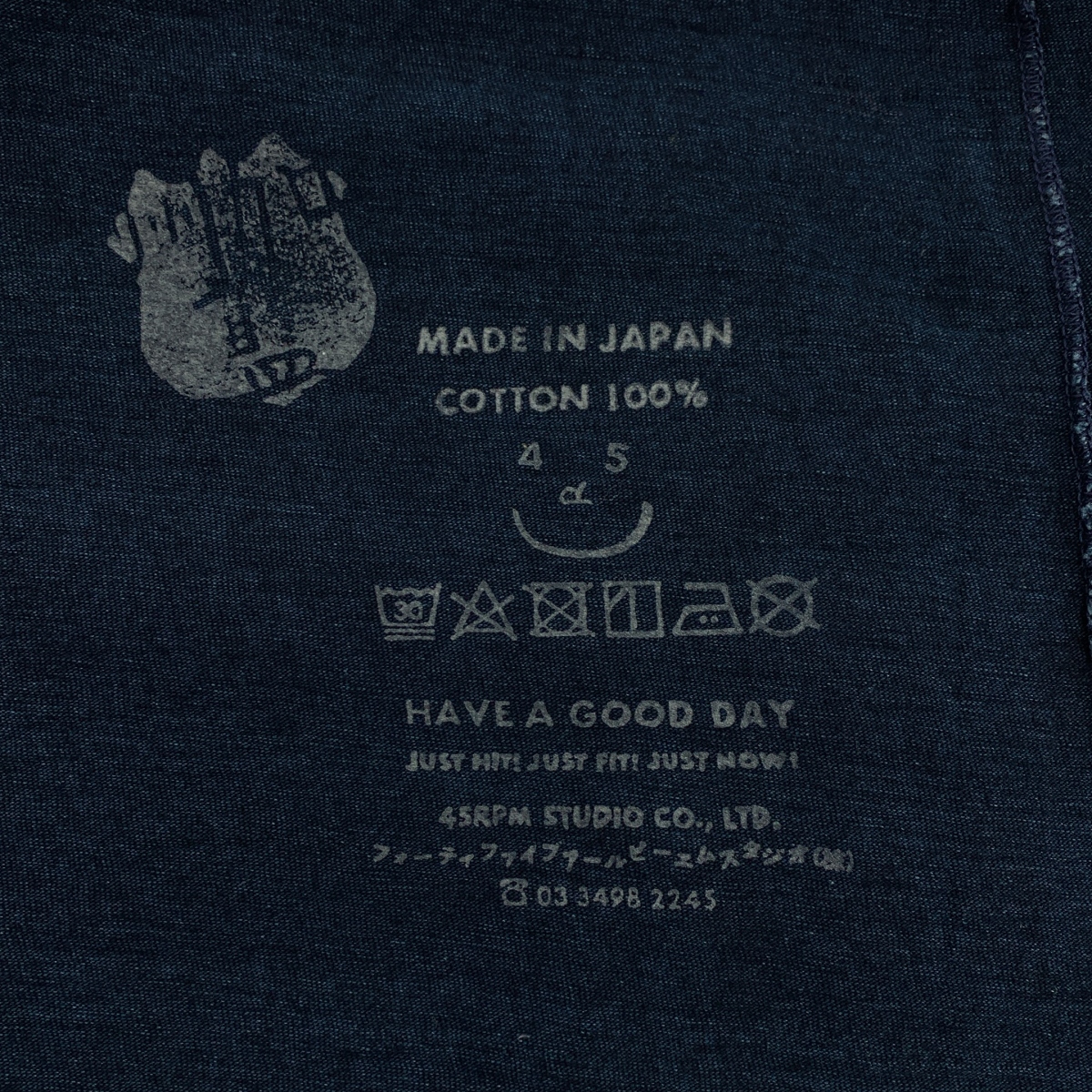 45r / フォーティファイブアール 天竺の四角ヘンリーネックTシャツ