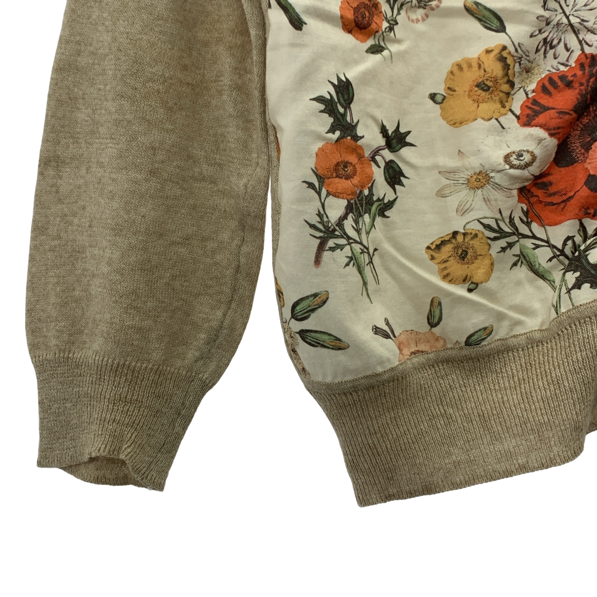 beautiful people / ビューティフルピープル ボタニカル 切替 コットンカシミヤ ニット カーディガン 花柄