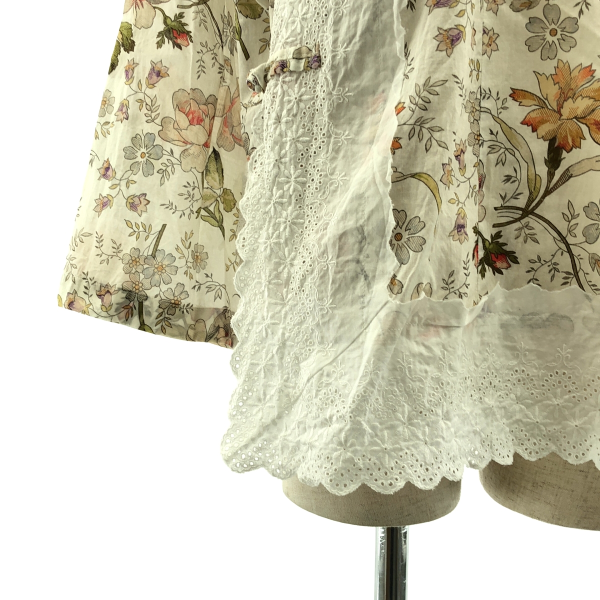 tricot COMME des GARCONS / トリココムデギャルソン 総柄 フラワー レース ドッキング チャイナ シャツ ブラウス