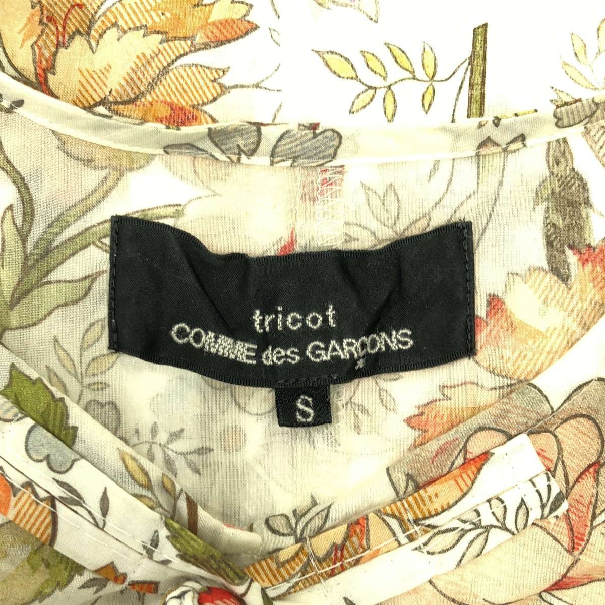 tricot COMME des GARCONS / トリココムデギャルソン 総柄 フラワー レース ドッキング チャイナ シャツ ブラウス