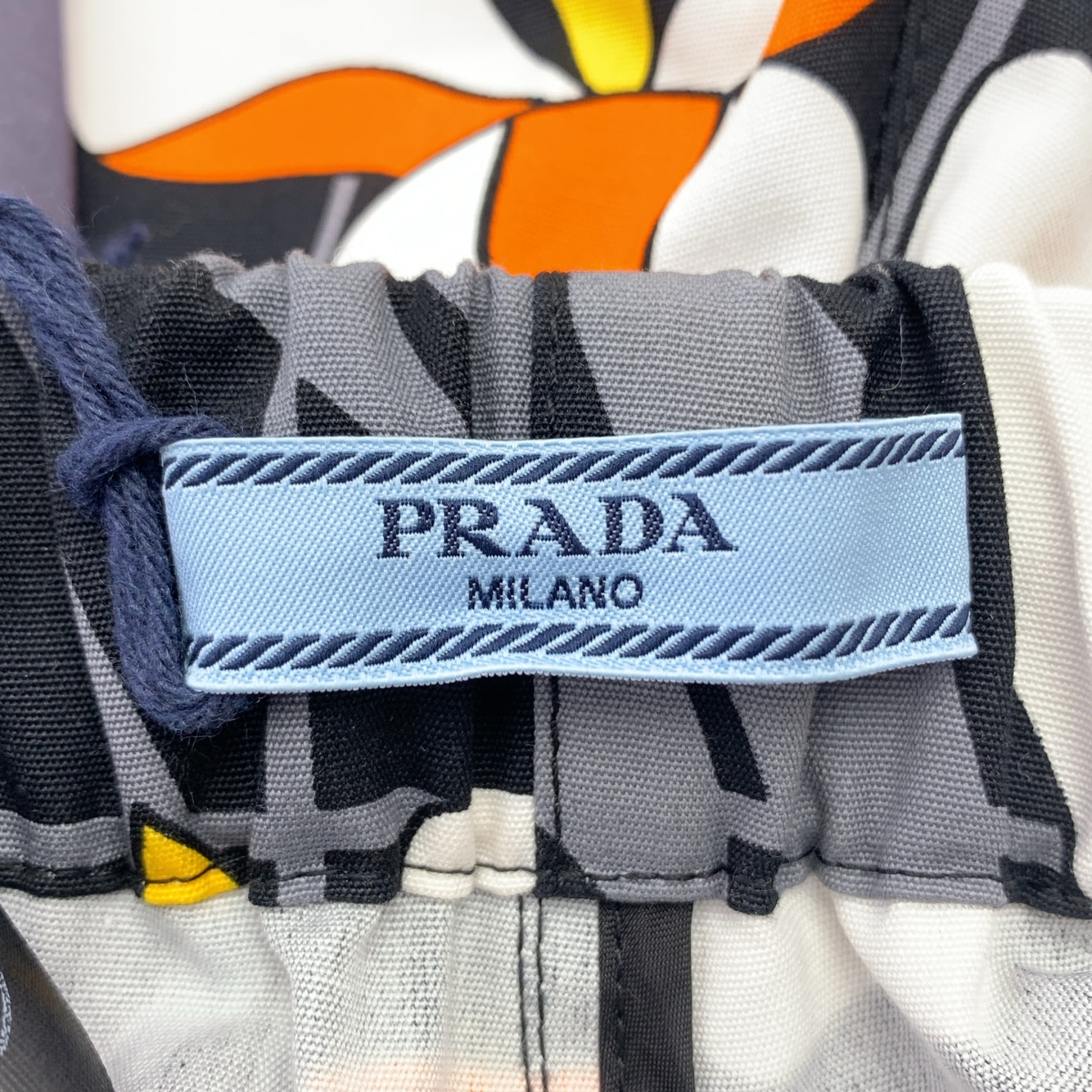 PRADA / プラダ コットン 総柄 ドローストリング ウエストゴム イージー ショートパンツ ショーツ