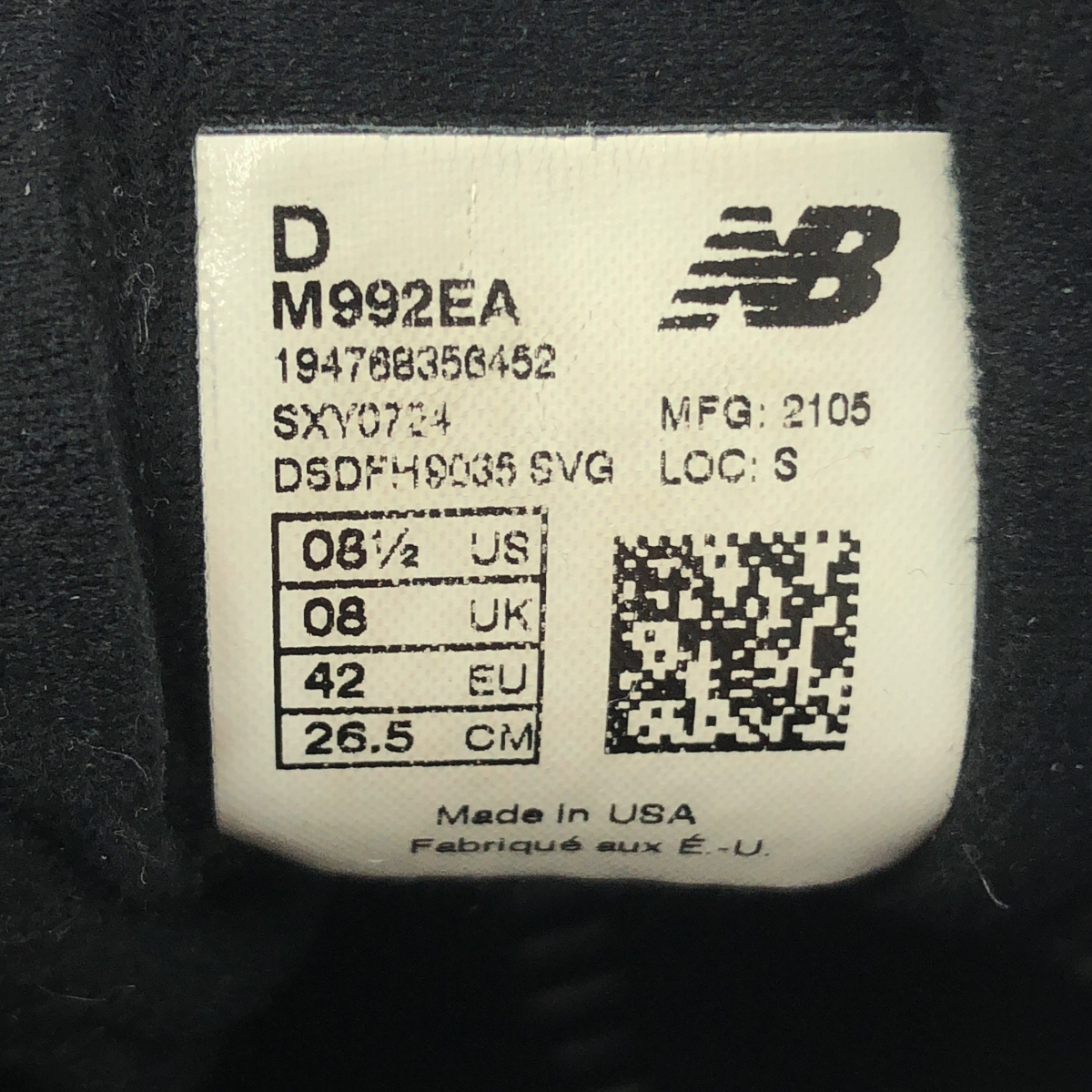 New Balance / ニューバランス 992 TRIPLE BLACK ローカット スニーカー