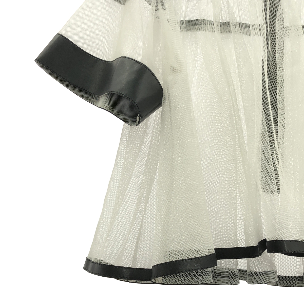 noir kei ninomiya / ノワールケイニノミヤ チュール エコレザー ギャザー プルオーバー ブラウス