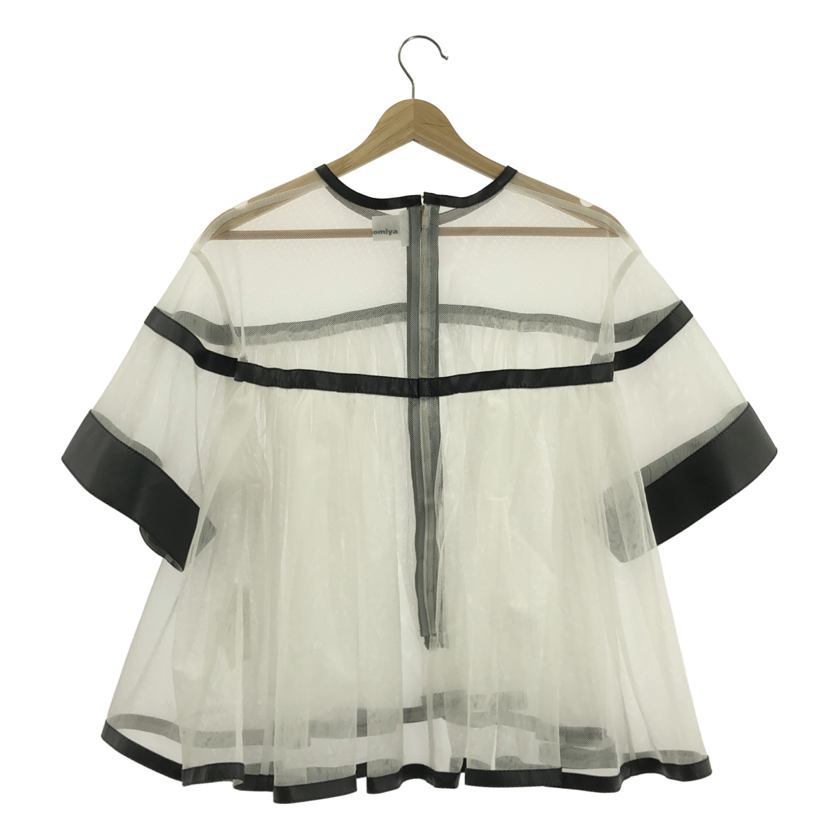 noir kei ninomiya / ノワールケイニノミヤ チュール エコレザー ギャザー プルオーバー ブラウス