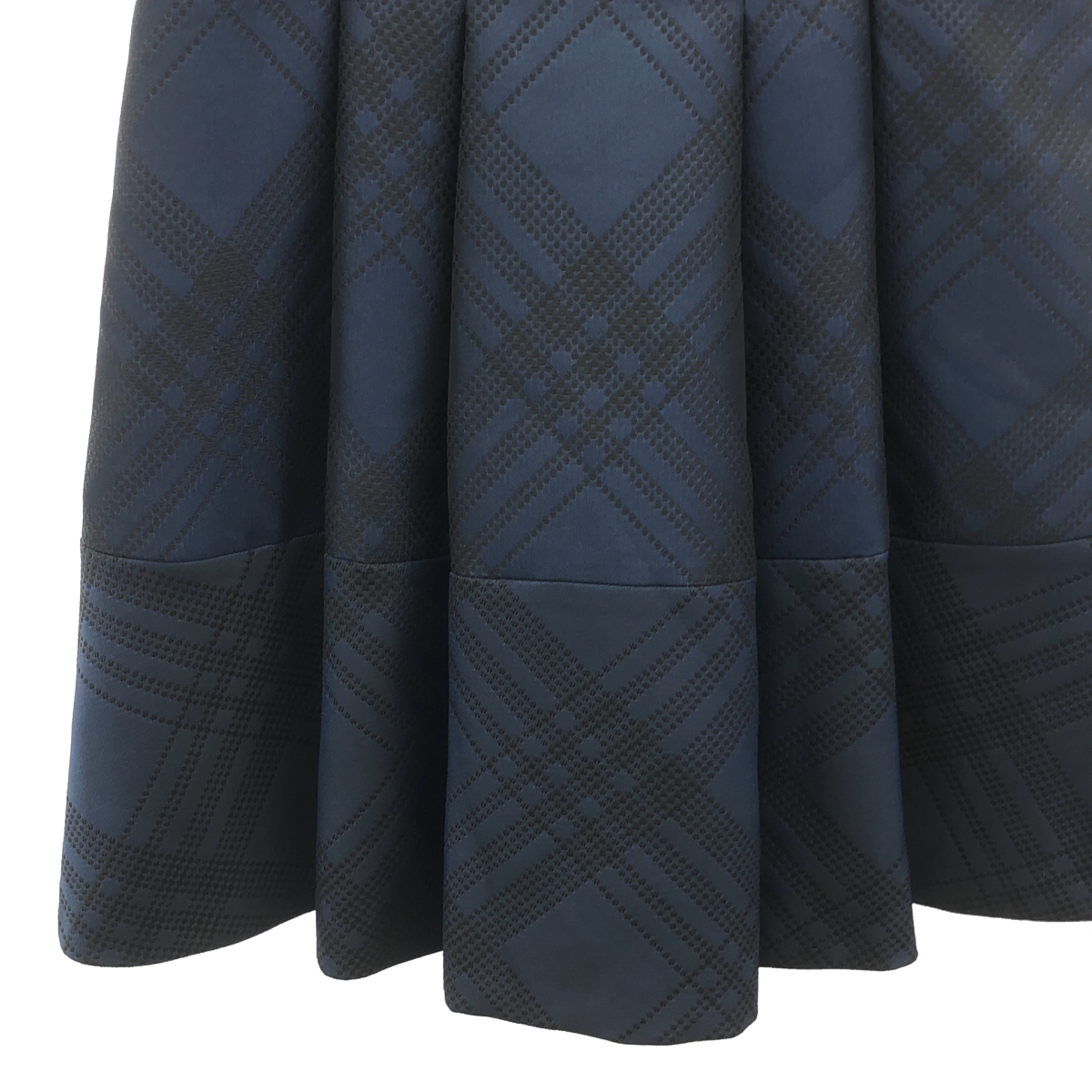 JIL SANDER NAVY / ジルサンダーネイビー チェック タック フレア ワンピース