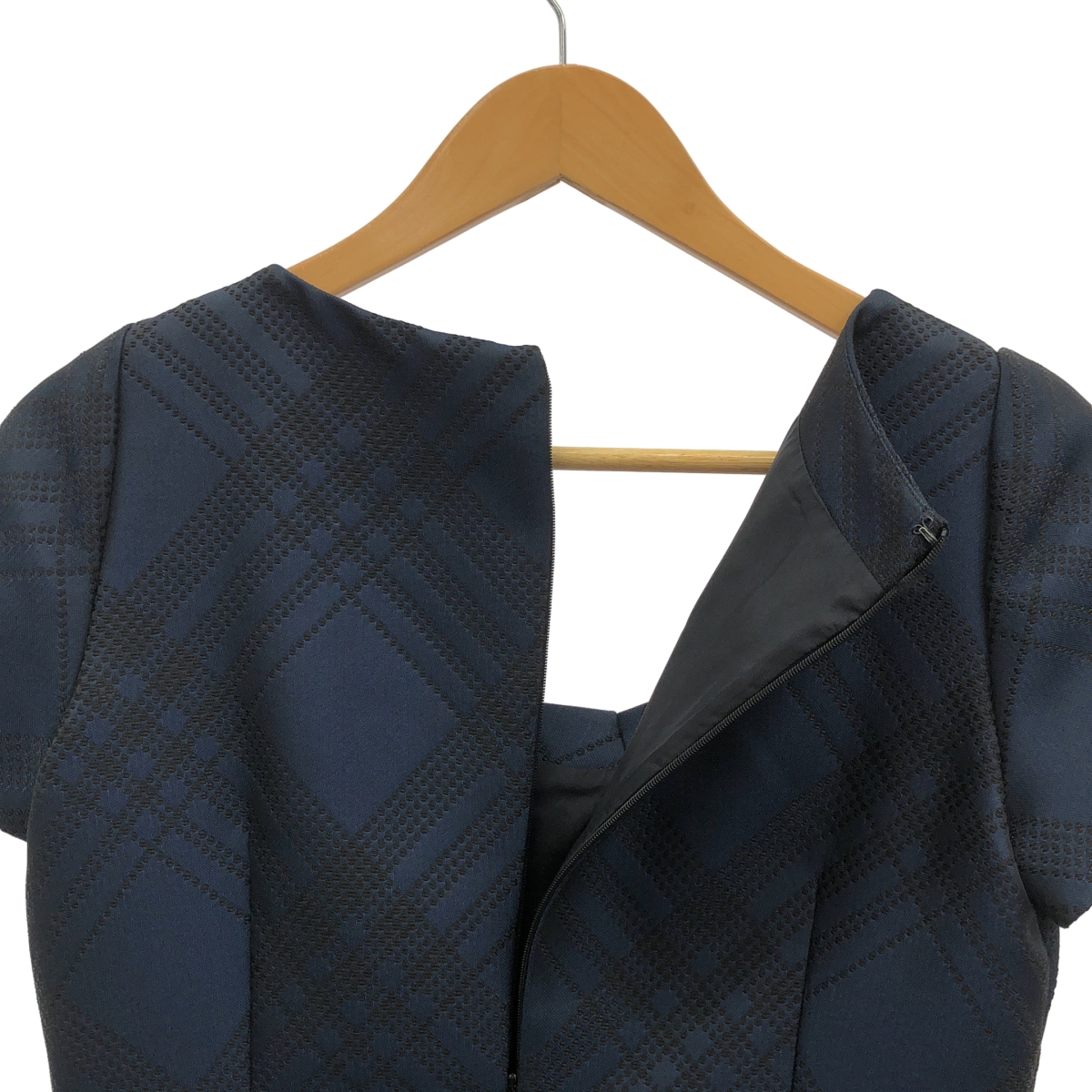 JIL SANDER NAVY / ジルサンダーネイビー チェック タック フレア ワンピース