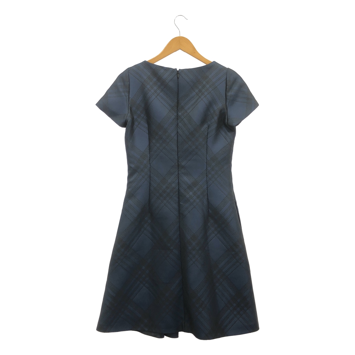 JIL SANDER NAVY / ジルサンダーネイビー チェック タック フレア ワンピース