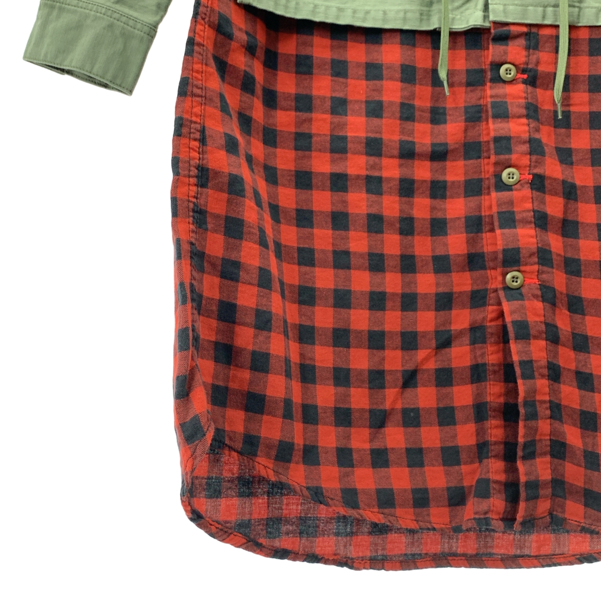 ONE MADE / ワンメイド Military OP + Check 刺しゅう ワッペン ペイント ピンバッジ チェックドッキング ミリタリーロングシャツ