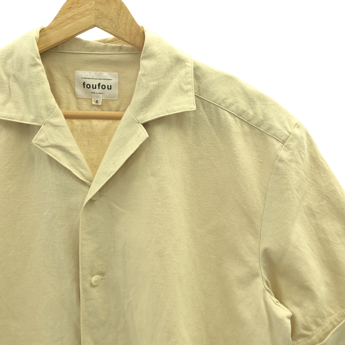 foufou / フーフー コットン リネン オープンカラー シャツ