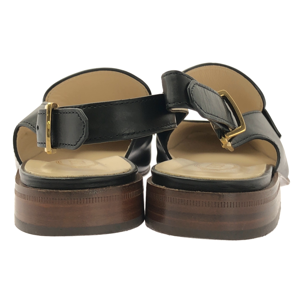 TOD'S / トッズ レザー コイン付き ストラップ ミュール サンダル フラットシューズ