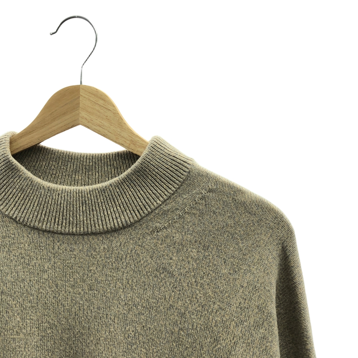 Crepuscule / クレプスキュール Moc neck L/S 撚り 杢の綿 カシミヤ モックネックニット