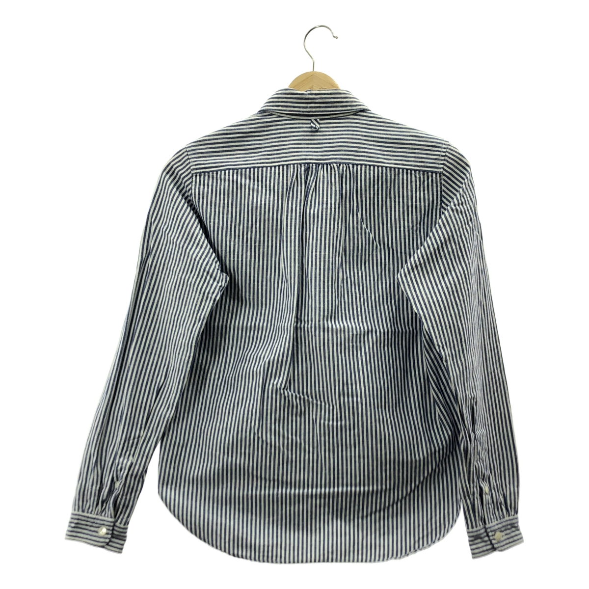 maillot / マイヨ コットン リネン ストライプ 丸襟 シャツ ブラウス