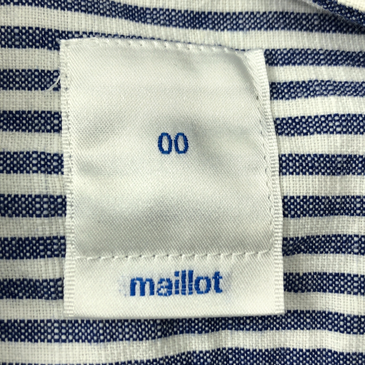 maillot / マイヨ コットン リネン ストライプ 丸襟 シャツ ブラウス