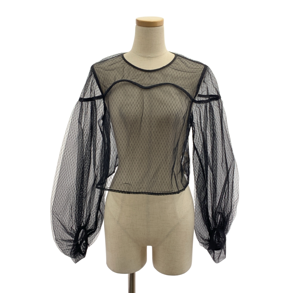 AMERI / アメリ セットアップ ボリュームスリーブ シアー ブラウス / タック ワイド サロペット ワンピース