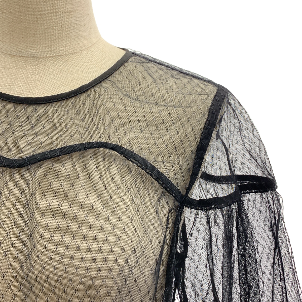 AMERI / アメリ セットアップ ボリュームスリーブ シアー ブラウス / タック ワイド サロペット ワンピース