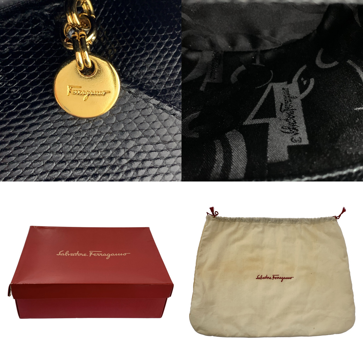 Salvatore Ferragamo / サルヴァトーレフェラガモ レザー ヴァラリボン バケツ ハンド バッグ / ロゴ総裏地