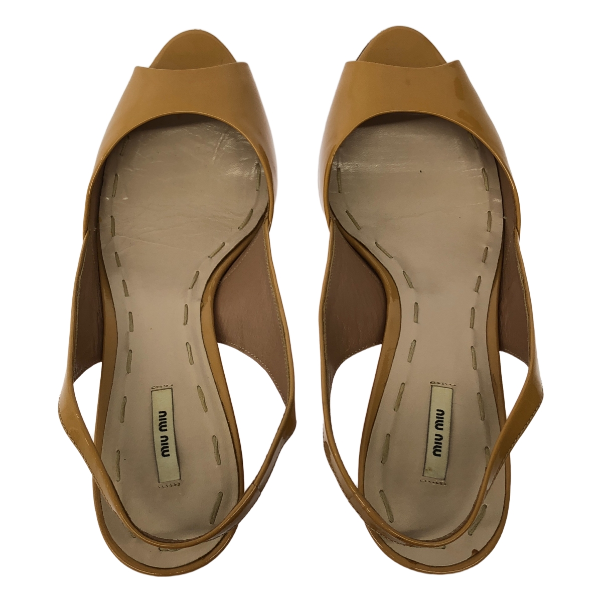 miu miu / ミュウミュウ パテントレザー オープントゥ パンプス サンダル