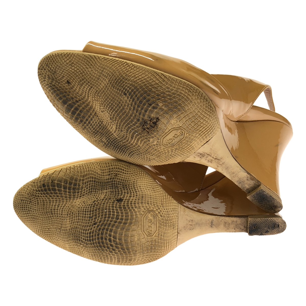 miu miu / ミュウミュウ パテントレザー オープントゥ パンプス サンダル