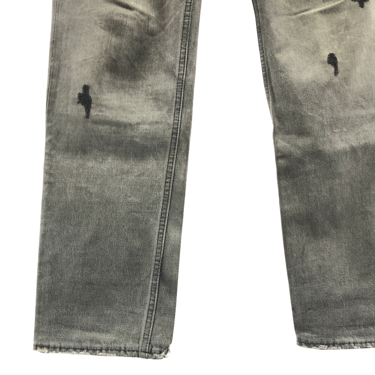 visvim / ビズビム ダメージ加工 レザーパッチ ブラックデニムパンツ