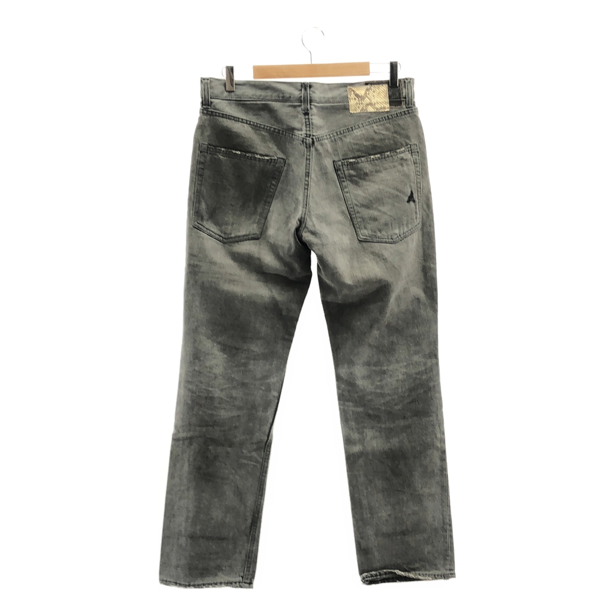 visvim / ビズビム ダメージ加工 レザーパッチ ブラックデニムパンツ