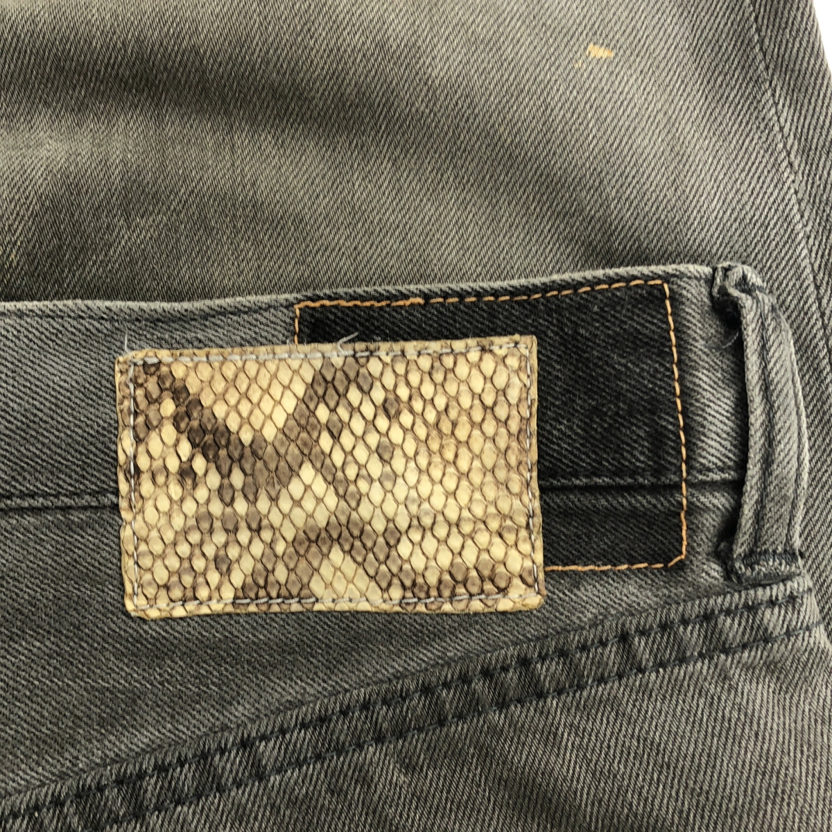 visvim / ビズビム ダメージ加工 レザーパッチ ブラックデニムパンツ